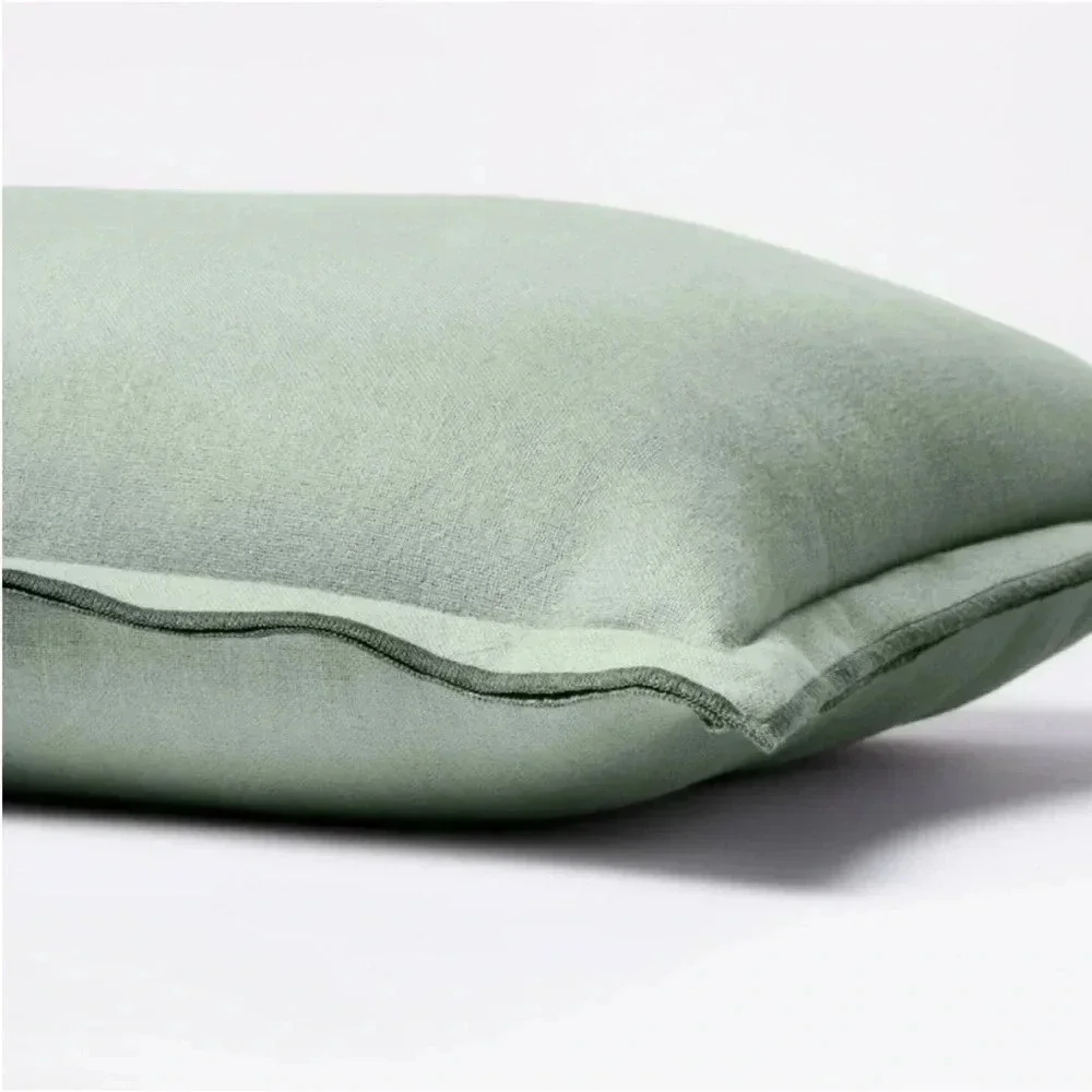 2! NWT Linen Square Throw Pillow Green -‎ Threshold  designed with Studio McGee
